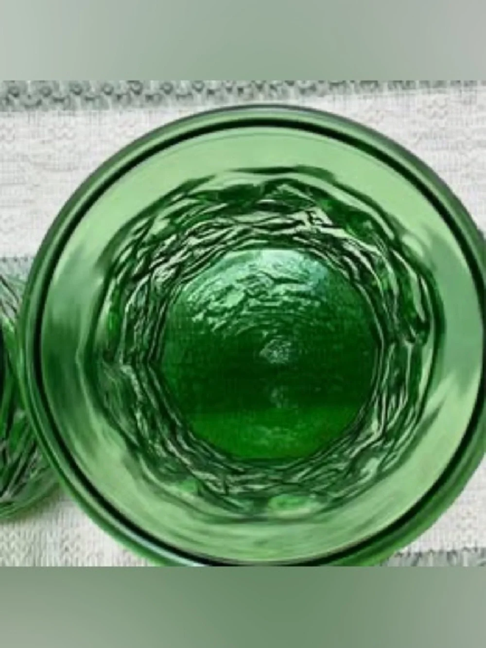 Pair of Vintage Green Textured Glass Vases